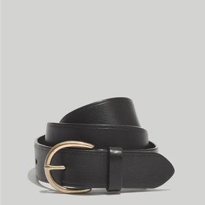 Madewell Medium Perfect Leather Belt- black with gold metal